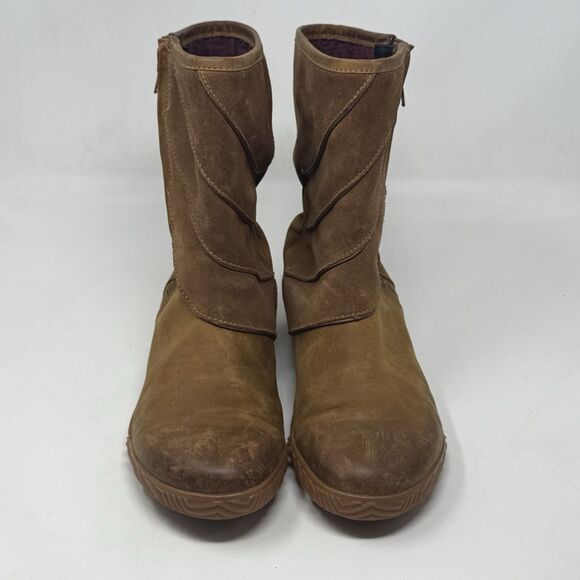 Sorel Firenzy Breve II Boots Womens 8.5 Brown Leather Waterproof Side Zip Mid - Picture 6 of 16